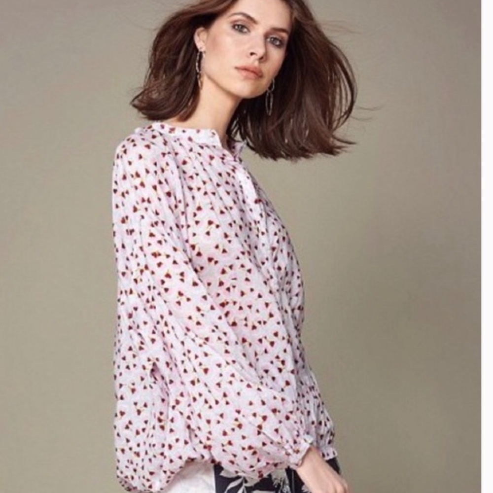 Anna Glover X H&M Conscious Pink Floral Blouse sz 12
